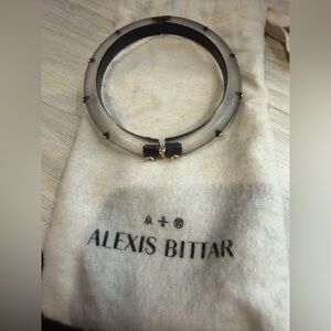 Alexis Bittar Frosted Gray and Gold Studded Bracelet